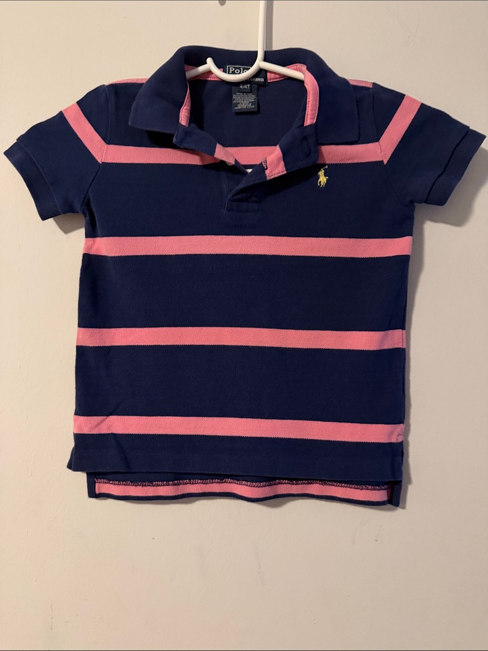 Polo by Ralph Lauren Navy and Pink Striped Kids Polo